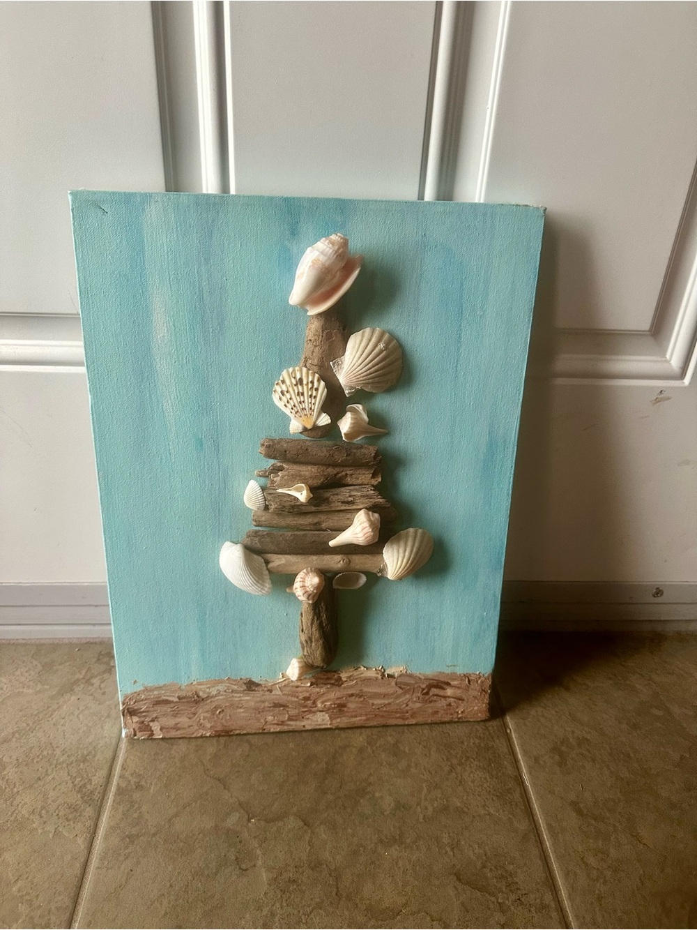 Coastal Shell Tree Wall Art - Aqua Blue